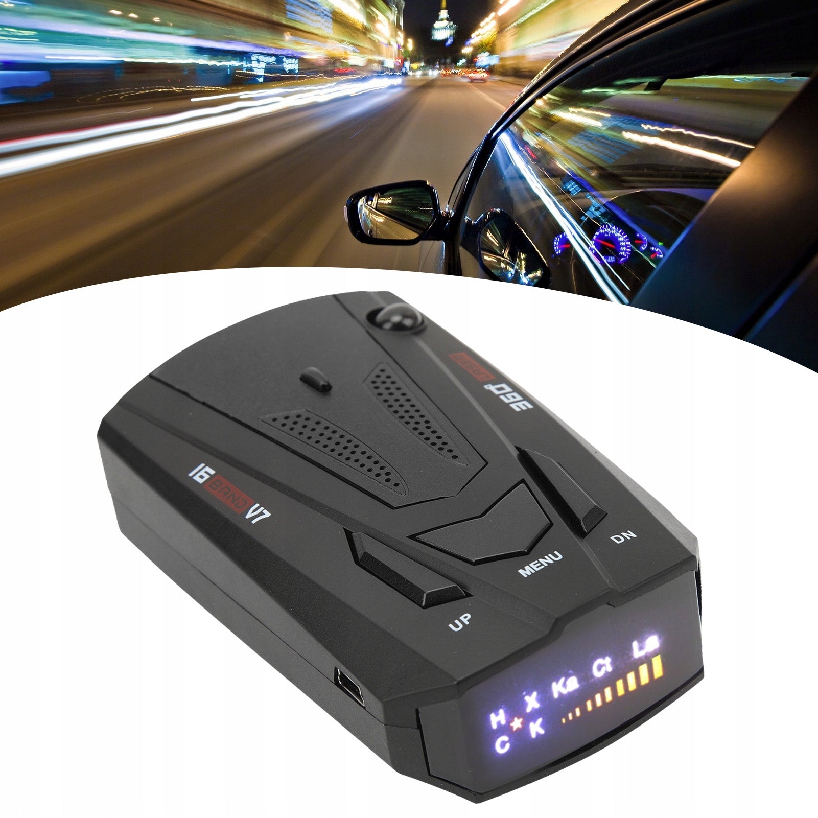 DETECTOR RADAR AUTO CU ALARMĂ SONORĂ DE VITEZĂ CU 16 BENZI
