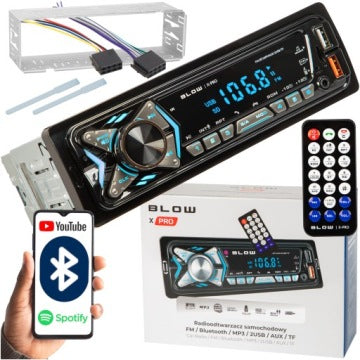RADIO AUTO BLUETOOTH 1-DIN USB AUX SD MICROFON TELECOMANDĂ KIT BATERIE