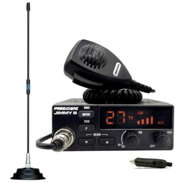 STAȚIE RADIO CB PRESIDENT JIMMY III + ANTENĂ MAGNETICĂ CB FLORIDA 877 + ȘTECH