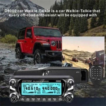 Stație radio walkie-talkie auto Zastone D9000 cu putere de 50W pentru benzile UHF/VHF