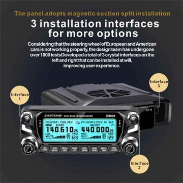 Stație radio walkie-talkie auto Zastone D9000 cu putere de 50W pentru benzile UHF/VHF