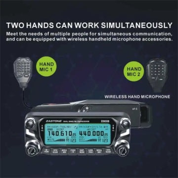 Stație radio walkie-talkie auto Zastone D9000 cu putere de 50W pentru benzile UHF/VHF